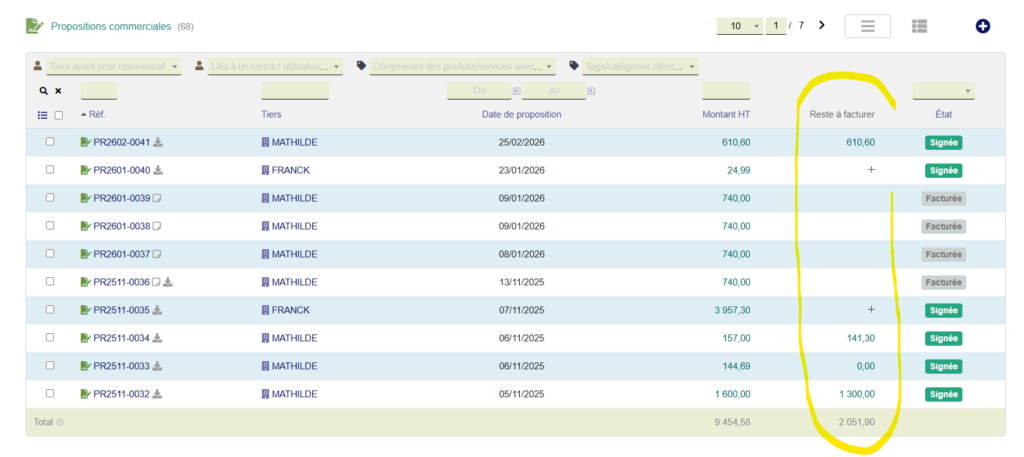 Module PropaleResteAFacturer pour Dolibarr